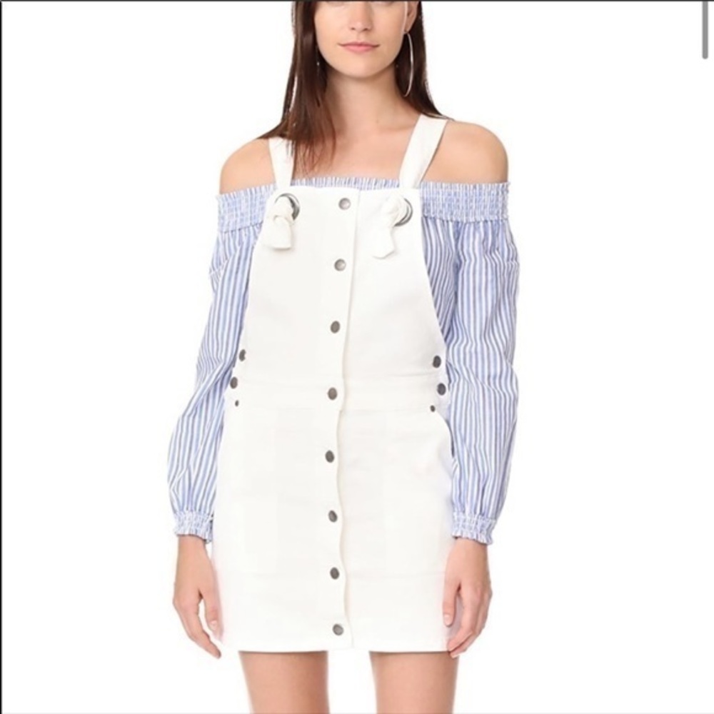 Rebecca Minkoff White Denim Mini Overall Dress